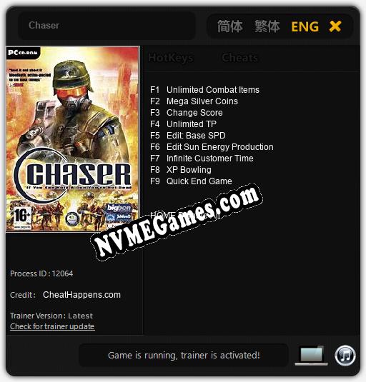 Treinador liberado para Chaser [v1.0.6]