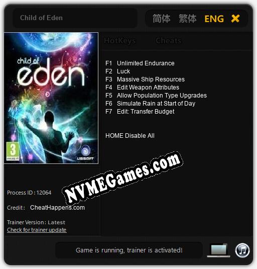 Child of Eden: Cheats, Trainer +7 [CheatHappens.com]