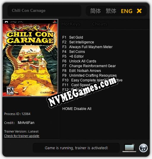 Treinador liberado para Chili Con Carnage [v1.0.1]