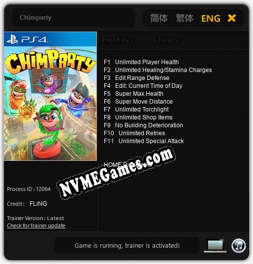 Chimparty: Cheats, Trainer +11 [FLiNG]