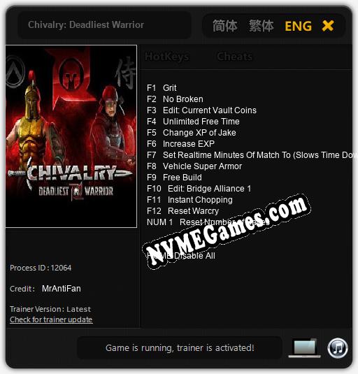 Chivalry: Deadliest Warrior: Trainer +13 [v1.8]