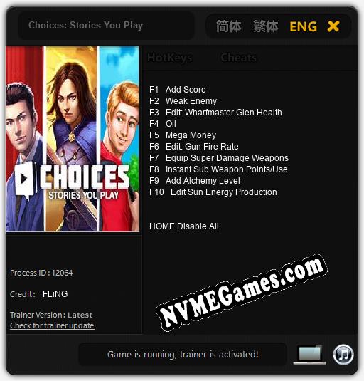 Choices: Stories You Play: Trainer +10 [v1.8]