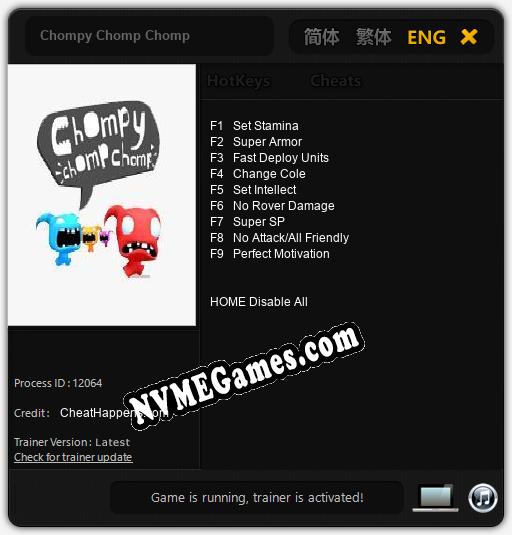 Chompy Chomp Chomp: Cheats, Trainer +9 [CheatHappens.com]