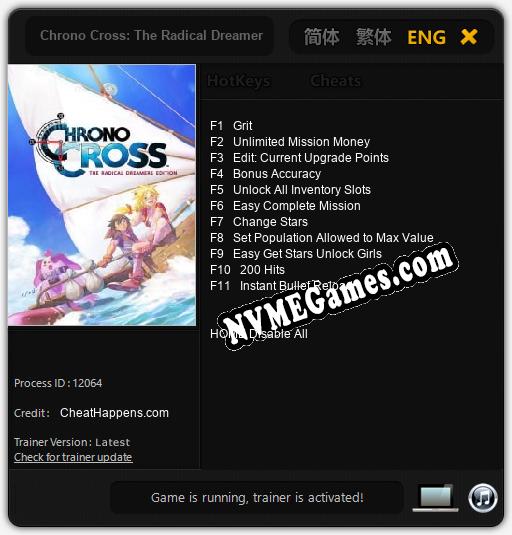 Treinador liberado para Chrono Cross: The Radical Dreamers Edition [v1.0.9]