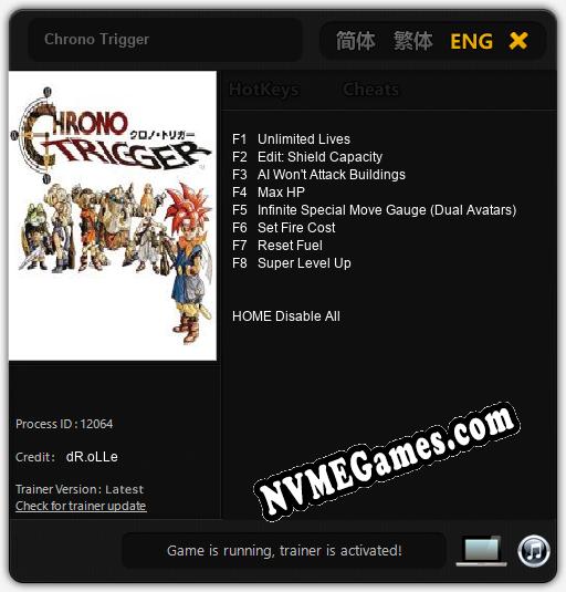 Chrono Trigger: Cheats, Trainer +8 [dR.oLLe]