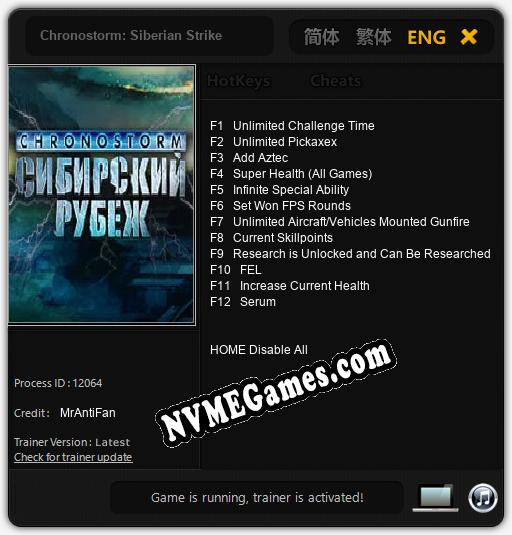 Chronostorm: Siberian Strike: Cheats, Trainer +12 [MrAntiFan]