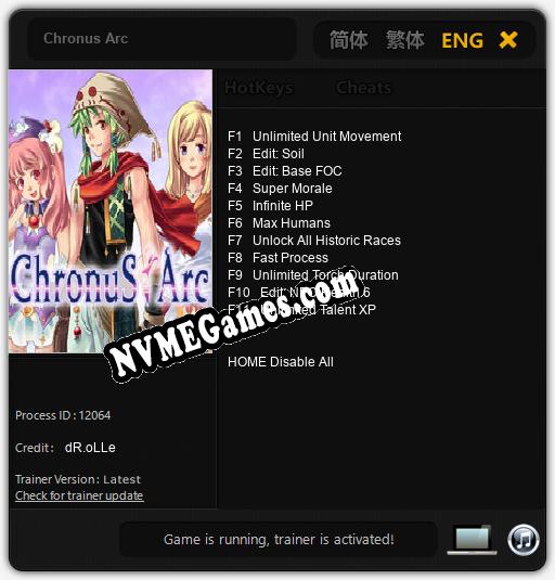 Chronus Arc: Trainer +11 [v1.6]