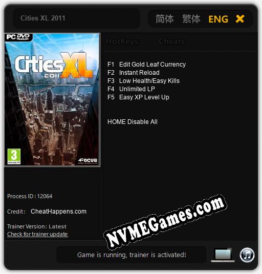 Cities XL 2011: Cheats, Trainer +5 [CheatHappens.com]