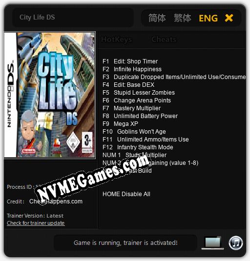 Treinador liberado para City Life DS [v1.0.3]