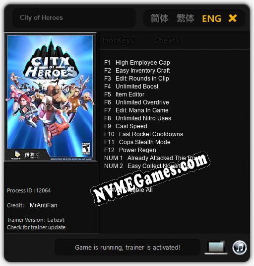 City of Heroes: Cheats, Trainer +14 [MrAntiFan]