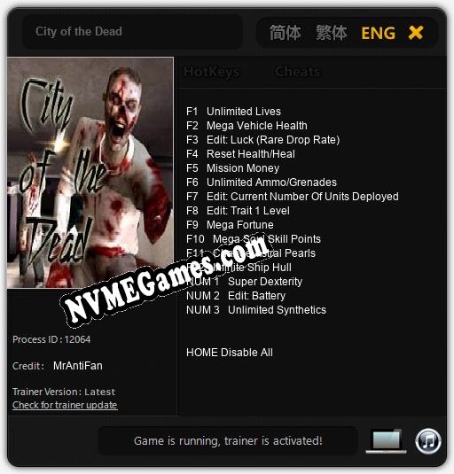 City of the Dead: Trainer +15 [v1.5]