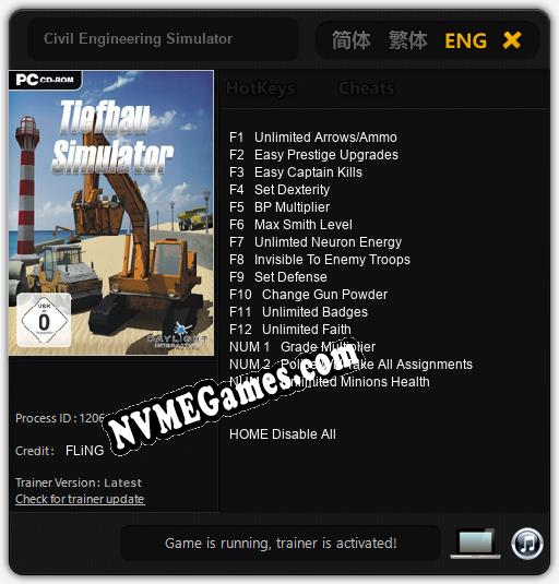 Treinador liberado para Civil Engineering Simulator [v1.0.8]