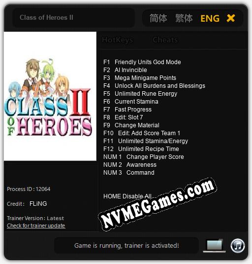 Class of Heroes II: Trainer +15 [v1.5]