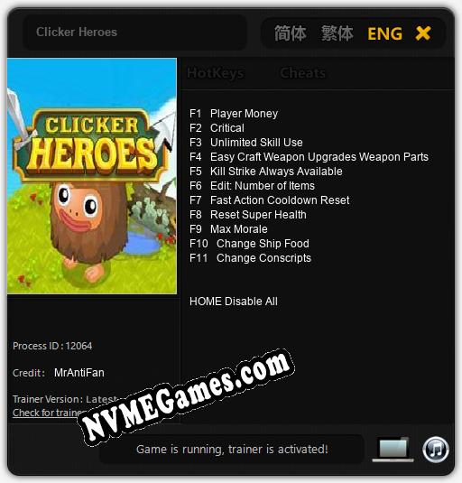 Treinador liberado para Clicker Heroes [v1.0.4]