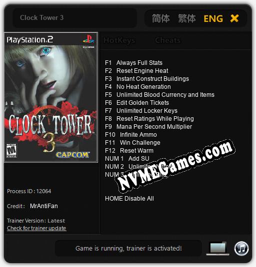 Clock Tower 3: Trainer +15 [v1.3]