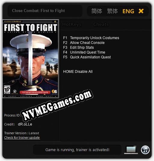 Treinador liberado para Close Combat: First to Fight [v1.0.5]