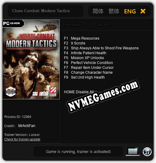 Close Combat: Modern Tactics: Cheats, Trainer +9 [MrAntiFan]