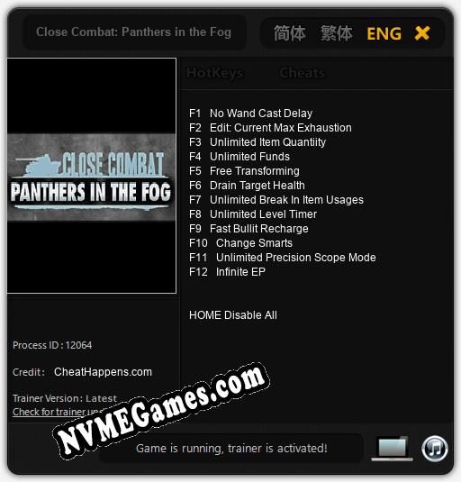 Close Combat: Panthers in the Fog: Cheats, Trainer +12 [CheatHappens.com]