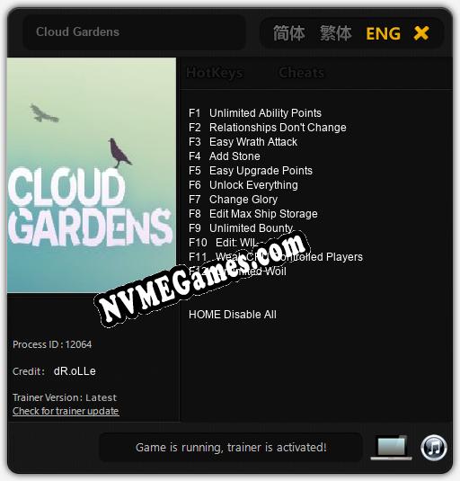 Cloud Gardens: Trainer +12 [v1.8]