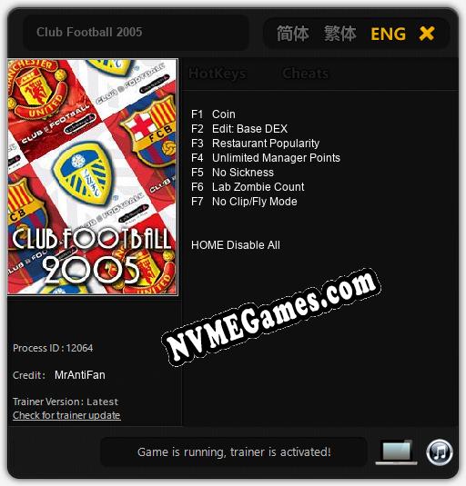 Club Football 2005: Trainer +7 [v1.6]