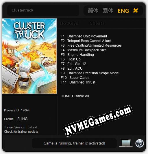 Clustertruck: Trainer +11 [v1.9]