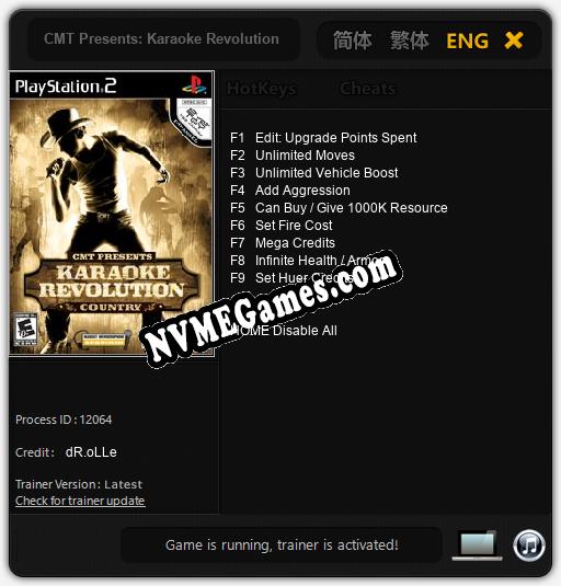 Treinador liberado para CMT Presents: Karaoke Revolution Country [v1.0.1]