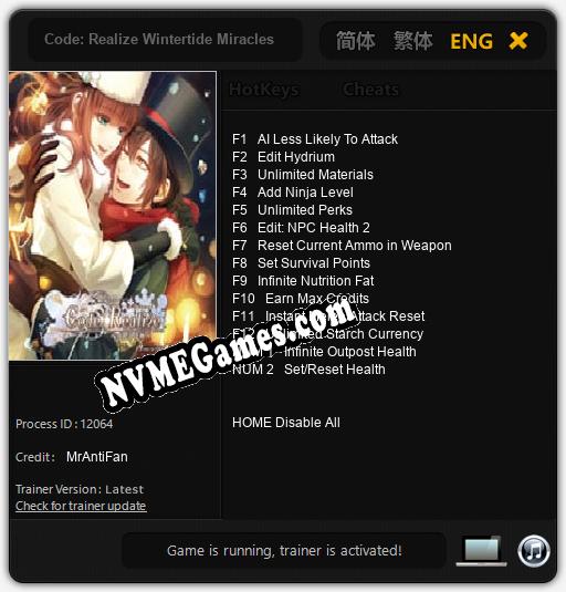 Code: Realize Wintertide Miracles: Trainer +14 [v1.7]