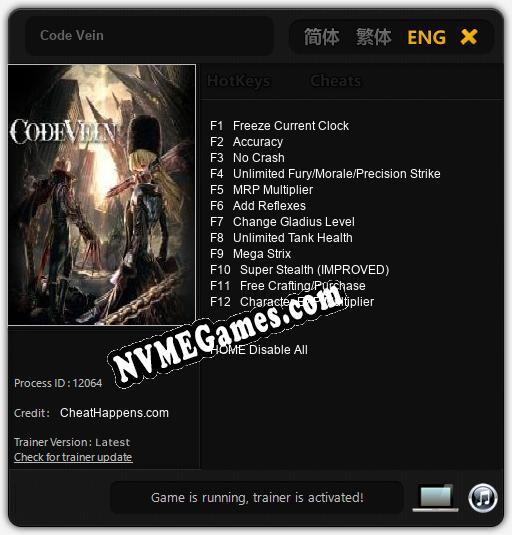 Treinador liberado para Code Vein [v1.0.3]
