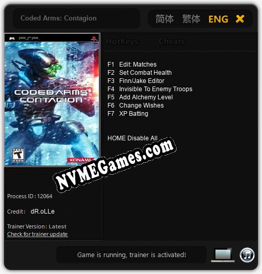 Treinador liberado para Coded Arms: Contagion [v1.0.2]