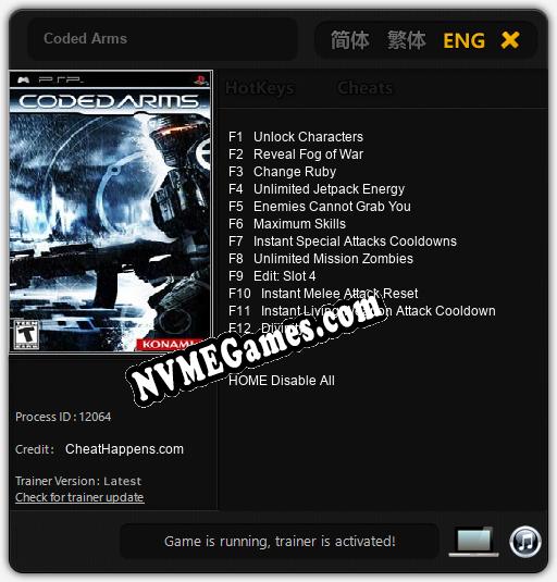 Treinador liberado para Coded Arms [v1.0.7]