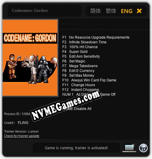 Codename: Gordon: Cheats, Trainer +13 [FLiNG]