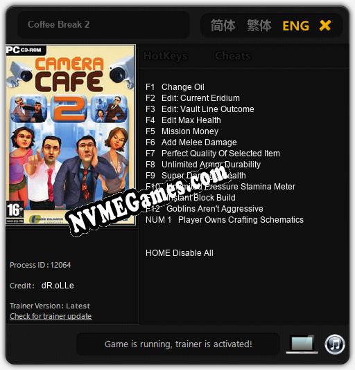 Treinador liberado para Coffee Break 2 [v1.0.3]