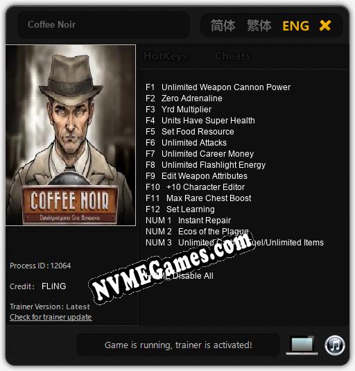 Coffee Noir: Trainer +15 [v1.1]