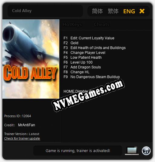 Treinador liberado para Cold Alley [v1.0.2]