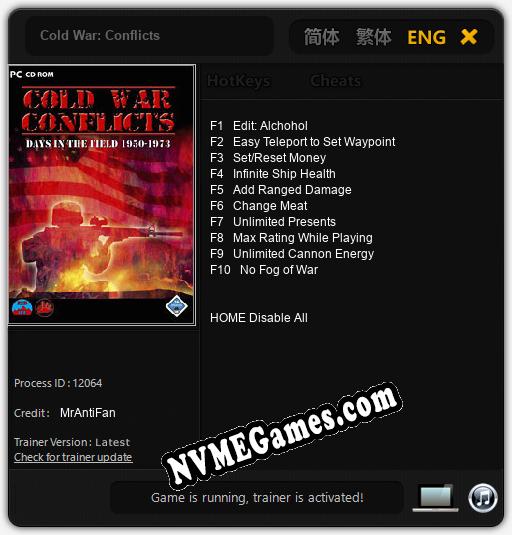 Cold War: Conflicts: Cheats, Trainer +10 [MrAntiFan]