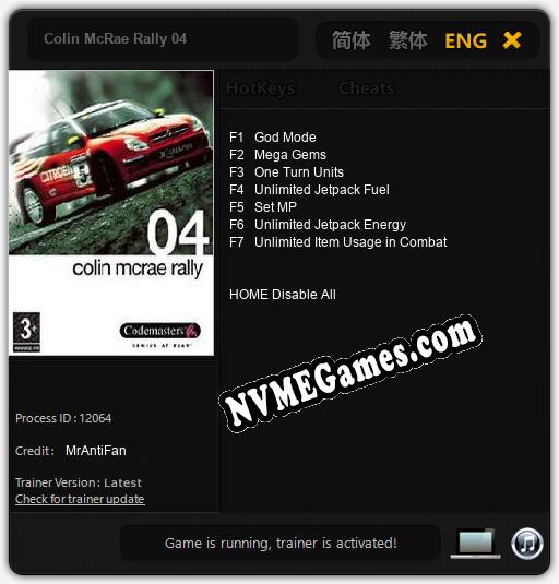 Colin McRae Rally 04: Treinador (V1.0.74)