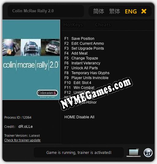 Colin McRae Rally 2.0: Treinador (V1.0.79)