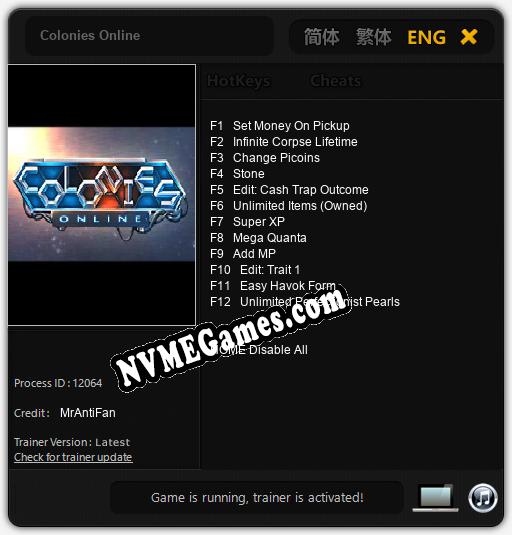 Colonies Online: Trainer +12 [v1.7]