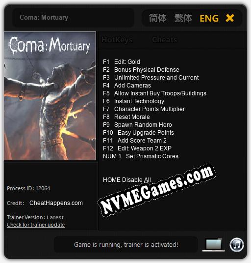 Treinador liberado para Coma: Mortuary [v1.0.2]