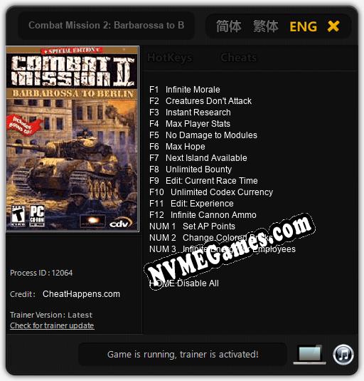 Combat Mission 2: Barbarossa to Berlin: Treinador (V1.0.45)
