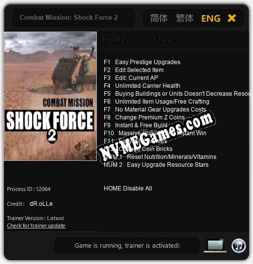 Combat Mission: Shock Force 2: Trainer +14 [v1.5]