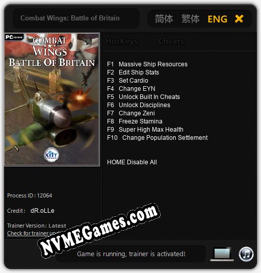 Combat Wings: Battle of Britain: Treinador (V1.0.52)