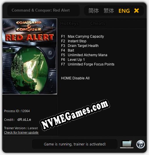 Treinador liberado para Command & Conquer: Red Alert [v1.0.7]