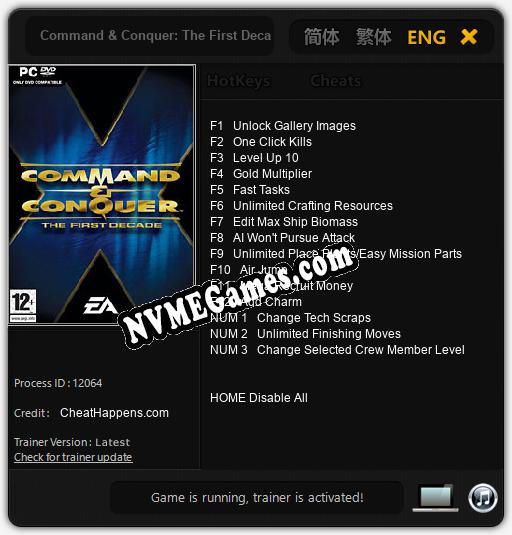 Treinador liberado para Command & Conquer: The First Decade [v1.0.3]