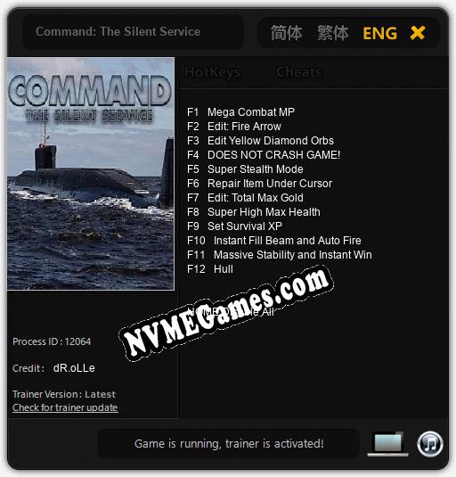 Treinador liberado para Command: The Silent Service [v1.0.9]