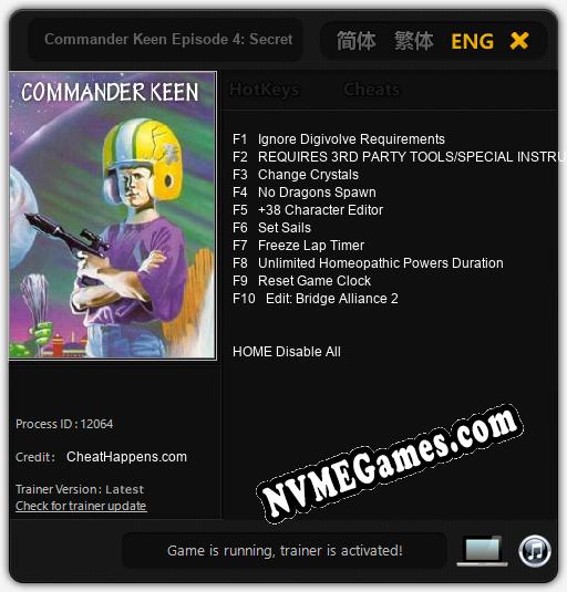 Commander Keen Episode 4: Secret of the Oracle: Treinador (V1.0.60)