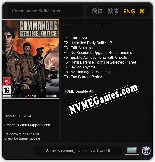 Commandos: Strike Force: Cheats, Trainer +9 [CheatHappens.com]