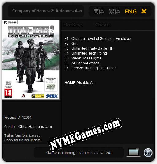 Company of Heroes 2: Ardennes Assault: Treinador (V1.0.60)