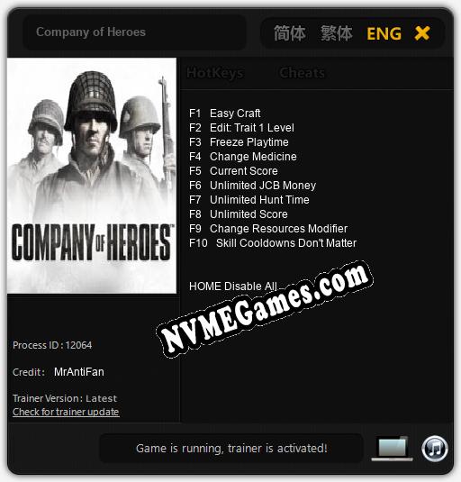 Company of Heroes: Cheats, Trainer +10 [MrAntiFan]