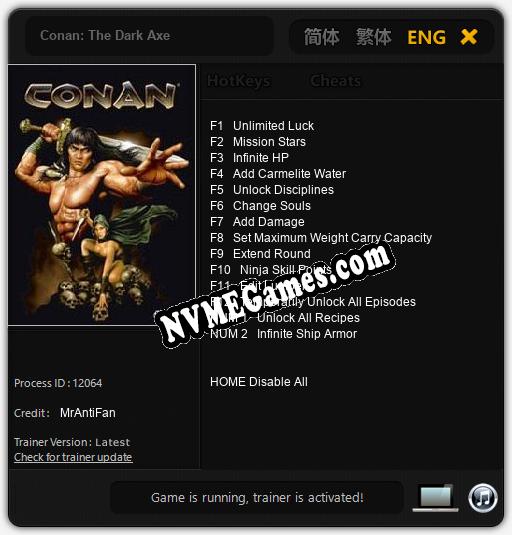 Conan: The Dark Axe: Trainer +14 [v1.4]